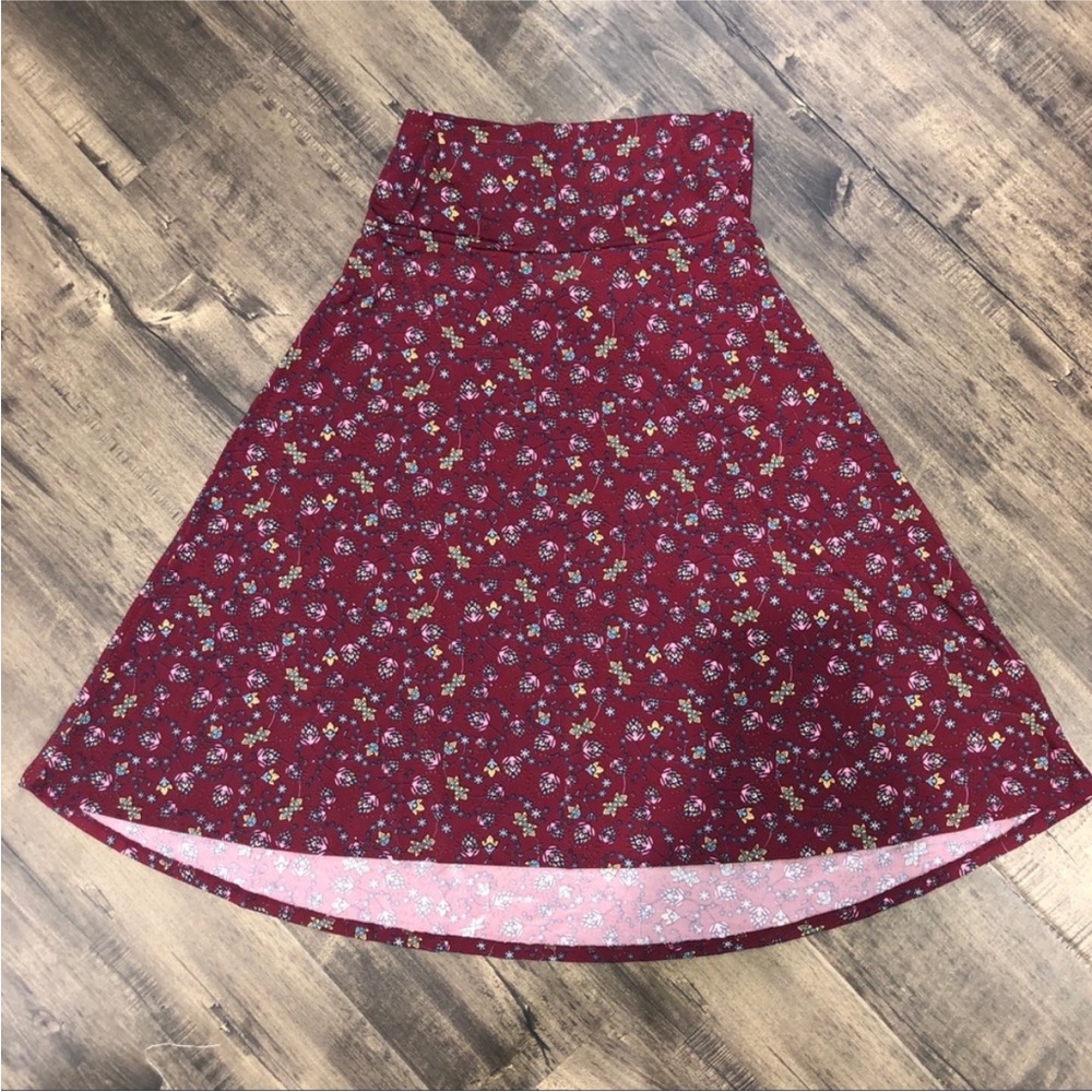 LuLaRoe Red High-Low Midi Skirt